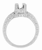 Art Deco Taper Edge Band Platinum Crown 3/4 Carat Diamond Engagement Ring Setting