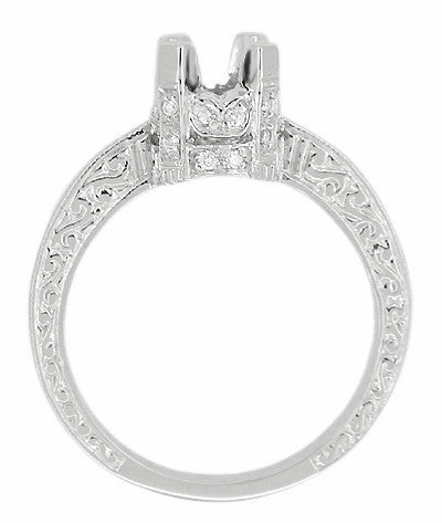 Art Deco Taper Edge Band Platinum Crown 3/4 Carat Diamond Engagement Ring Setting