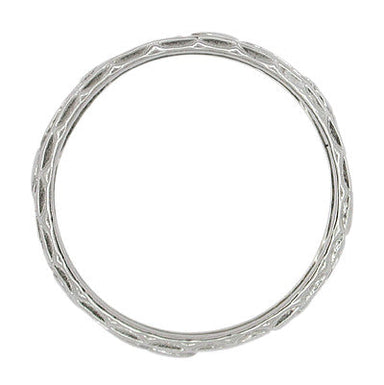 Edwardian Flowers and Hearts Scalloped Filigree Wedding Band in 14 Karat White Gold - alternate view