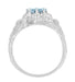 Art Nouveau Crowned Ladies Aquamarine Ring in 14 Karat White Gold