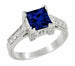 Art Deco 1 Carat Princess Cut Blue Sapphire and Diamond Engagement Ring in Platinum
