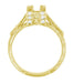 Art Deco 1 to 1.30 Carat Princess Cut Diamond Yellow Gold Castle Engagement Ring Setting - 14K or 18K