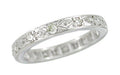 Geometric Mid Century Diamond Antique Wedding Band in Platinum - Size 4 1/2