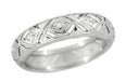 Macedonia Art Deco Diamond Estate Wedding Band in 14 Karat White Gold - Size 6 1/2
