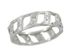 Retro Moderne Lords Point Vintage Diamond Wedding Band in Platinum - Size 5.25