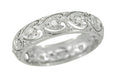 Art Deco Windsor Hearts Antique Diamond Wedding Band in Platinum - Size 5