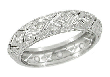Meriden Filigree Art Deco Diamond Vintage Wedding Band - Size 5.75