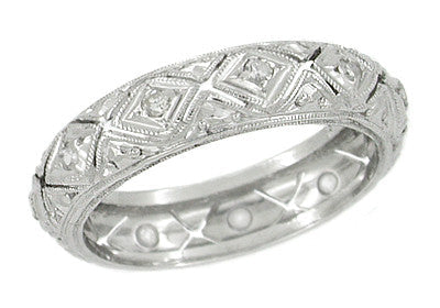Meriden Filigree Art Deco Diamond Vintage Wedding Band - Size 5.75