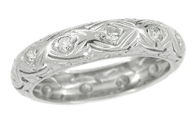 Art Deco Rivercliff Diamond Antique Wedding Band in Platinum - Size 6 1/2