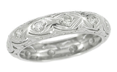 Art Deco Rivercliff Diamond Antique Wedding Band in Platinum - Size 6 1/2
