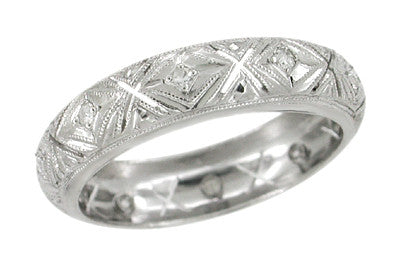 Seymour Art Deco Vintage Diamond Wedding Band in Platinum - Size 6 1/2