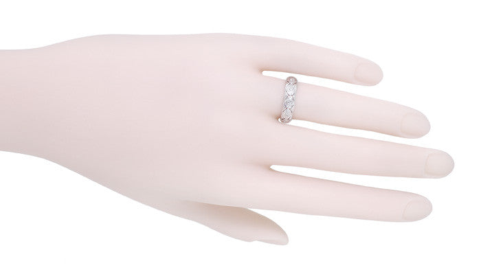 Montville Antique Art Deco Diamond Wedding Band in Platinum - Size 6 1/4 - Item: R553 - Image: 2