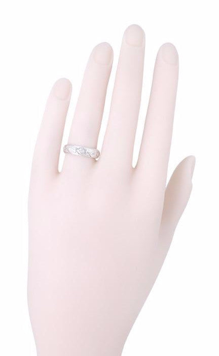 Vintage Art Deco Bolton Diamond Wedding Band in Platinum - Size 6 1/2 - Item: R559 - Image: 2