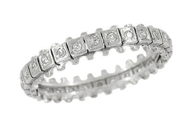 Mid Century Salisbury Vintage Diamond Wedding Band in Platinum - Size 7