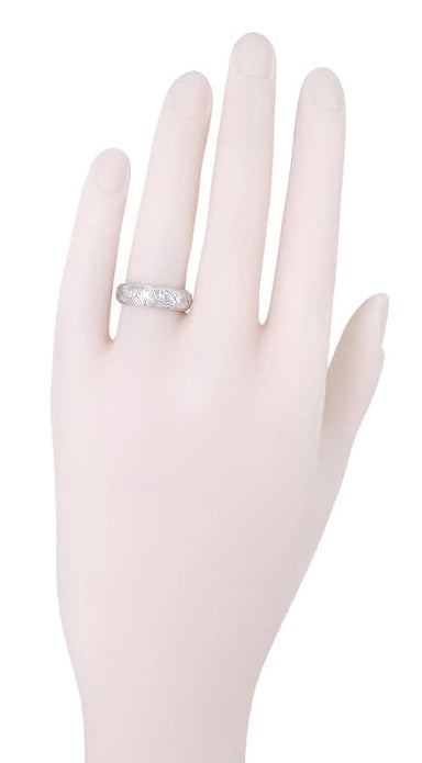 Easton Art Deco Vintage Wide Diamond Wedding Band in Platinum - Size 7 - alternate view