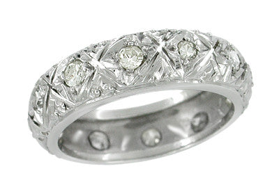 Vintage Diamond Quarryville Wedding Band - Platinum - Art Deco - Size 7