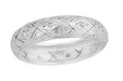 Art Deco Hartland Filigree Heirloom Rose Cut Diamond Antique Engraved Wedding Band in Platinum - Size 7 1/4
