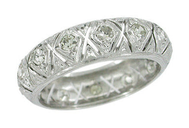 Vintage Platinum Totoket Art Deco Diamond Eternity Wedding Band