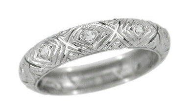 Art Deco Tokeneke Antique Wedding Band in Platinum - Size 7 3/4