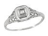Filigree Antique Engagement Ring in 10 Karat White Gold