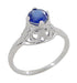 Filigree Regal Scrolls "High-Set" Art Deco Blue Sapphire Engagement Ring in Platinum