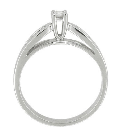 Solitaire Vintage Engagement Ring with Channel Set Diamond Shoulders in 10 Karat White Gold - alternate view