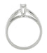 Solitaire Vintage Engagement Ring with Channel Set Diamond Shoulders in 10 Karat White Gold