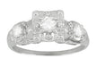Madelyn 1950's Retro Moderne Diamond Engagement Ring in 14 Karat White Gold
