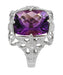 Art Deco Filigree Checkerboard Amethyst Ring in 14 Karat White Gold