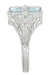 Art Nouveau Filigree Emerald Cut Aquamarine Ring in 14 Karat White Gold