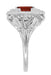 Art Nouveau Square Garnet Ring in 14K White Gold - 1910 Vintage Design