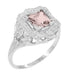 Princess Cut Morganite Art Nouveau Ring in 14 Karat White Gold
