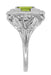 Princess Cut Peridot Art Nouveau Ring in 14 Karat White Gold
