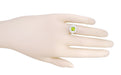 Princess Cut Peridot Art Nouveau Ring in 14 Karat White Gold