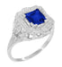Art Nouveau 1.25 Carat Princess Cut Square Sapphire Ring in 14K White Gold | 6mm
