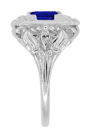 Art Nouveau 1.25 Carat Princess Cut Square Sapphire Ring in 14K White Gold | 6mm - Item: R615WS - Image: 4