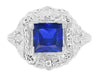 Art Nouveau 1.25 Carat Princess Cut Square Sapphire Ring in 14K White Gold | 6mm