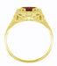 Princess Cut Garnet Art Nouveau Ring in 14 Karat Yellow Gold