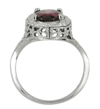 Edwardian Rhodolite Garnet Ring in 14 Karat White Gold - Item: R616 - Image: 4