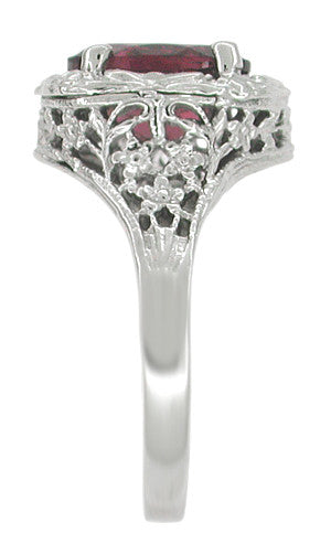 Edwardian Rhodolite Garnet Ring in 14 Karat White Gold - Item: R616 - Image: 5