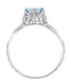 Art Deco Emerald Cut Aquamarine Filigree Engagement Ring in 18 Karat White Gold