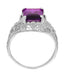 Edwardian Vintage Reissue Filigree Emerald Cut Amethyst Statement Ring in 14 Karat White Gold