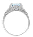 Platinum Filigree Emerald Cut Aquamarine Edwardian Engagement Ring