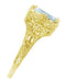 Emerald Cut Aquamarine Edwardian Filigree Engagement Ring in 14 Karat Yellow Gold