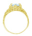 Emerald Cut Aquamarine Edwardian Filigree Engagement Ring in 14 Karat Yellow Gold