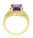 Yellow Gold Edwardian Filigree Emerald Cut Amethyst Engagement Ring