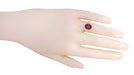 Edwardian Filigree Emerald Cut Rhodolite Garnet Engagement Ring in 14 Karat Yellow Gold