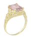 Emerald Cut Morganite Filigree Edwardian Engagement Ring in 14 Karat Yellow Gold