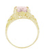 Emerald Cut Morganite Filigree Edwardian Engagement Ring in 14 Karat Yellow Gold