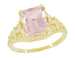 Emerald Cut Morganite Filigree Edwardian Engagement Ring in 14 Karat Yellow Gold